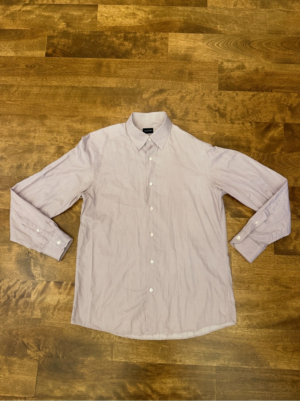 Ermenegildo Zegna Men’s Burgundy Geometric Print Dress Shirt Size L
